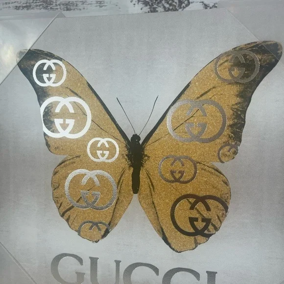 GUCCI BUTTERFLY CANVAS PICTURE GOLD - Picture 3 of 5